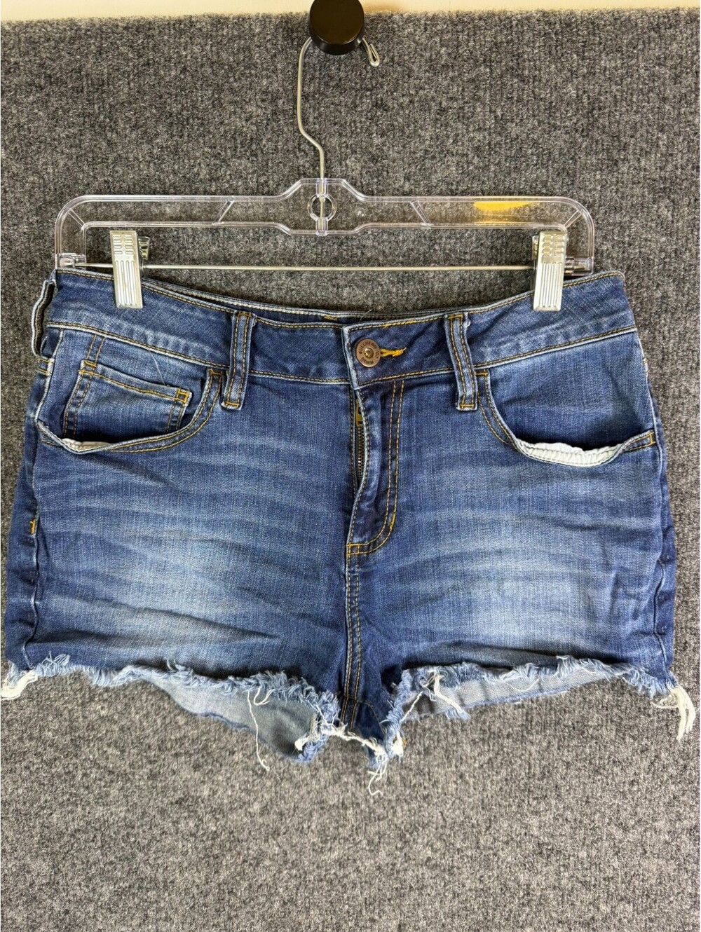 Bullhead Denim Co Womens Size 11 High Rise Short Short Blue Denim Cutoff Shorts